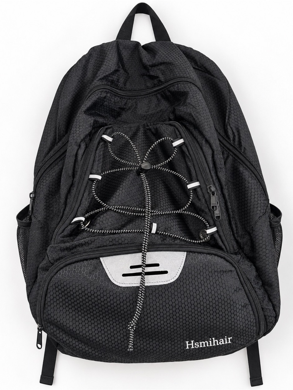 Hsmihair Black Sports Backpack Reflective Bungee Multi Pocket